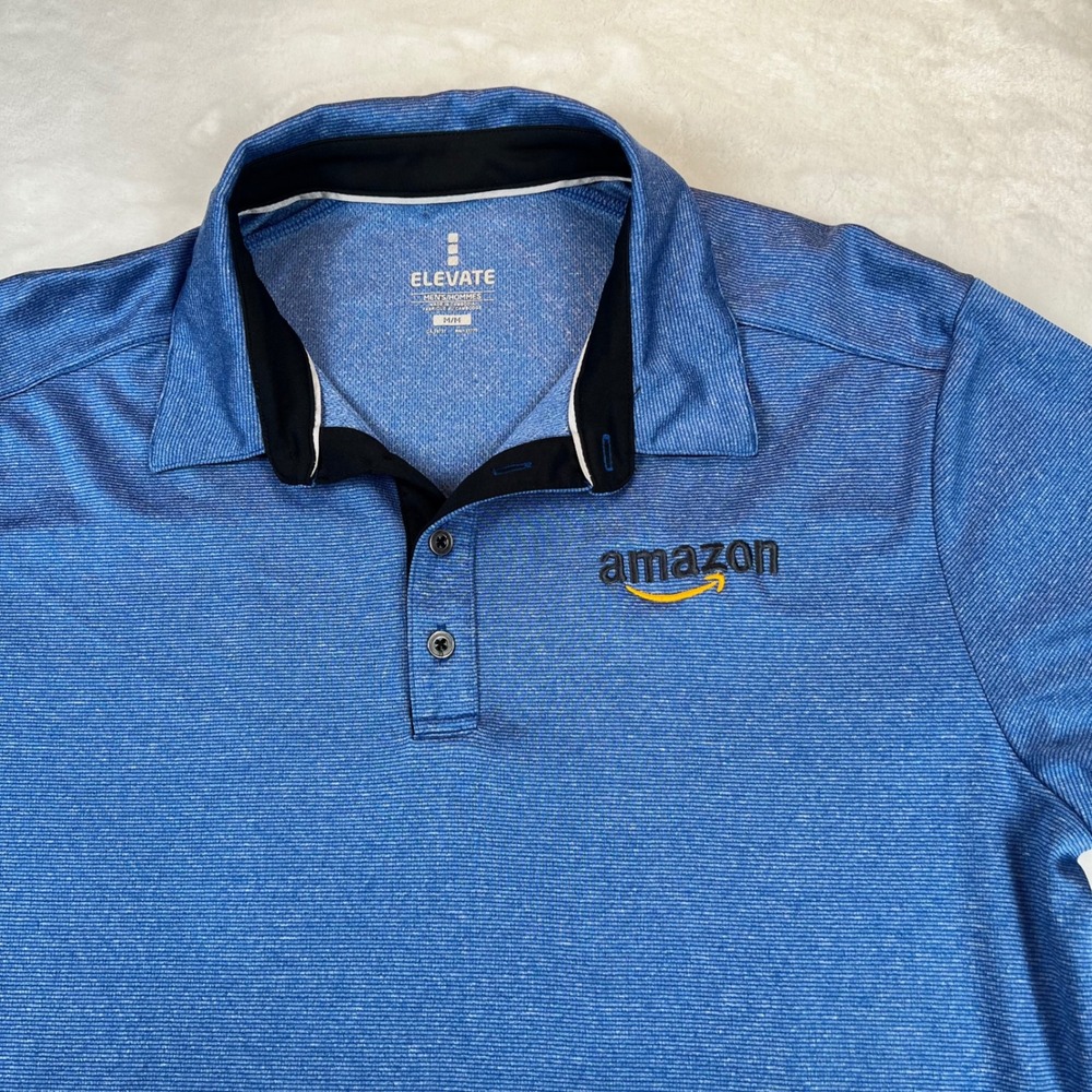 Elevate Mens Amazon Polo Shirt Blue Space Dye Short Sleeve Performance Medium